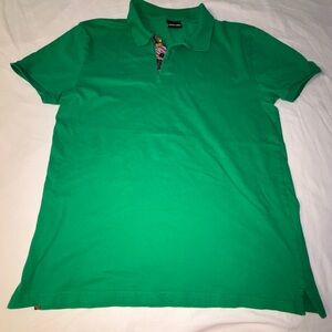JARED LANG Kelly Green Polo w/ Colorful Paisley Accents Size: XL